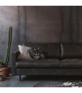 Canapé Rodéo Classic 2.5 Places XL Classic Black Cuir Recyclé Façon MatelasséWOOOD by De Eekhoorn 2