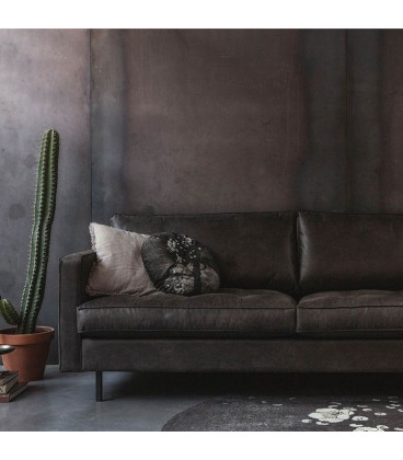 Canapé Rodéo Classic 2.5 Places XL Classic Black Cuir Recyclé Façon MatelasséWOOOD by De Eekhoorn