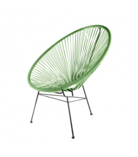 Fauteuil Acapulco Vert - Structure Acier Noir Monobloc