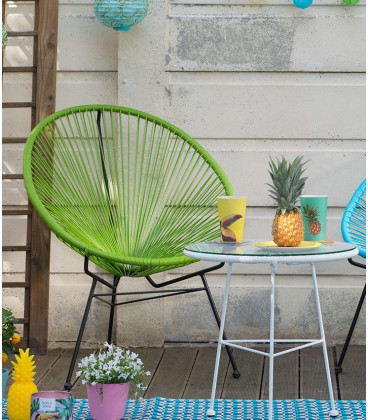 Fauteuil Acapulco Vert - Structure Acier Noir