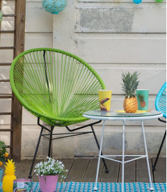 Fauteuil Acapulco Vert - Structure Acier Noir Fauteuil Acapulco Vert - Structure Acier Noir