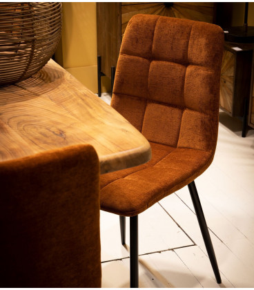 Chaise Manta Cognac Velours Chenillé