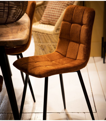 Chaise Manta Cognac Velours Chenillé