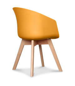 Fauteuil Scandinave Jaune Miel + Coussin