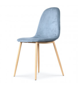 Lot de 2 Chaises Josef Wood Velours Bleu Glacier