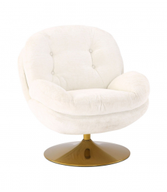 Fauteuil Pivotant Memento Blanc Pieds Gold