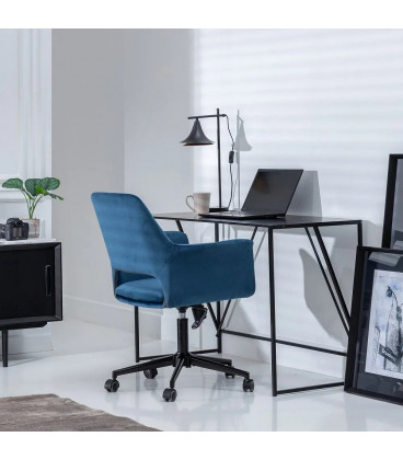 Chaise de bureau Louise velours bleu