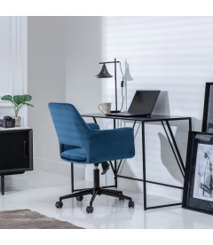 Chaise de bureau Louise velours bleu