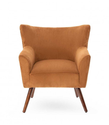 Fauteuil Wayne Velours Côtelé Orange Fox