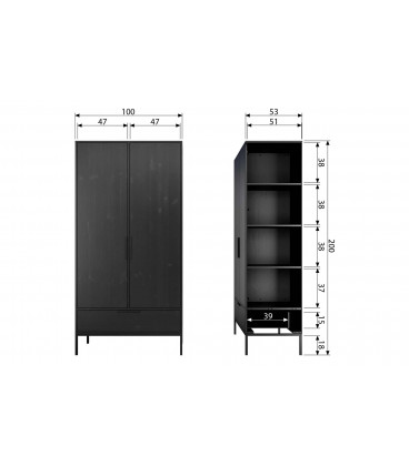 Armoire Adam pin noirWOOOD by De Eekhoorn