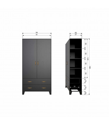 Armoire Dian pin noirWOOOD by De Eekhoorn