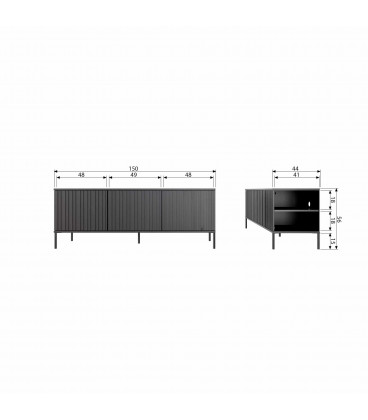 Meuble TV Grace Pin Noir 150cmWOOOD by De Eekhoorn