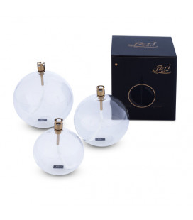 Peri Glass - 1244 Lampe à Huile Ronde en Verre PM 9cm Support Mèche Acier Laitonné