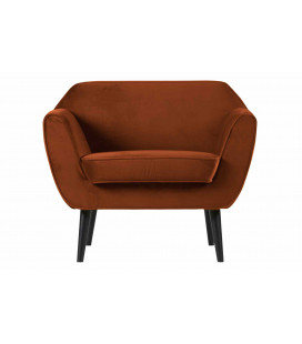 Fauteuil Rocco velours rouille