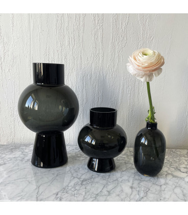 Vase Rond en verre noir
