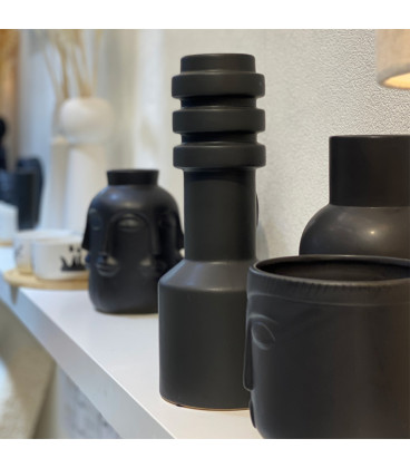 Vase ceramic Visage Icone noir