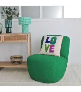 Fauteuil Eve tissu bouclette vert feuille