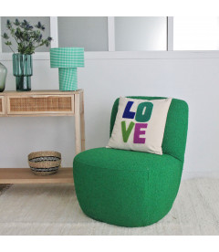 Fauteuil Eve tissu bouclette vert feuille Fauteuil Eve tissu bouclette vert feuille