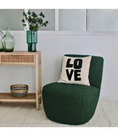 Fauteuil Eve tissu bouclette vert foncé Fauteuil Eve tissu bouclette vert foncé