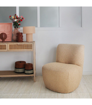 Fauteuil Eve tissu bouclette beige