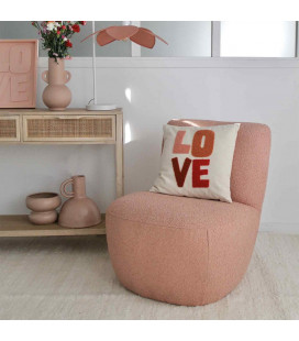 Fauteuil Eve tissu bouclette rose poudré