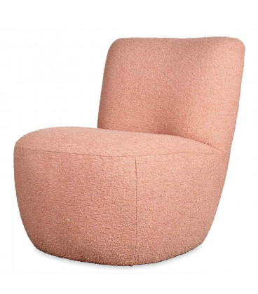 Fauteuil Eve tissu bouclette rose poudré