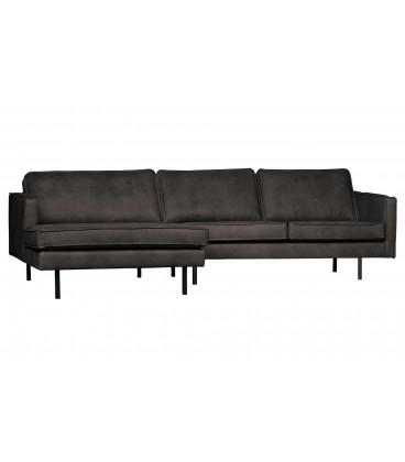 Canapé Chaise Longue Rodéo Gauche Black Cuir RecycléWOOOD by De Eekhoorn