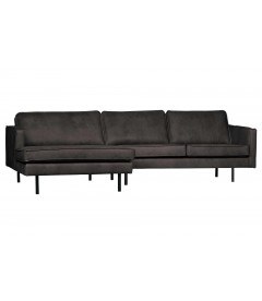 Canapé Chaise Longue Rodéo Gauche Black Cuir RecycléWOOOD by De Eekhoorn