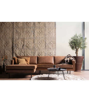 Canapé Chaise Longue Rodéo Gauche Cognac Cuir RecycléWOOOD by De Eekhoorn