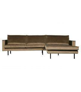 Canapé Chaise Longue Rodéo Droite Velvet Taupe