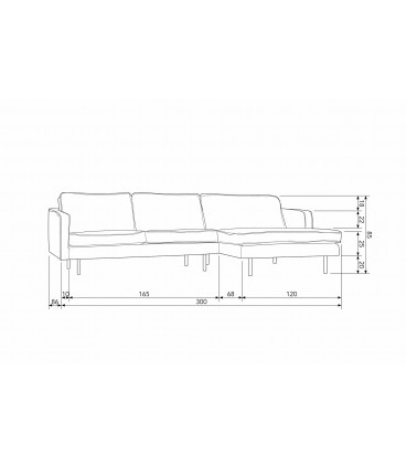 Canapé Chaise Longue Rodéo Droite Velvet TaupeWOOOD by De Eekhoorn