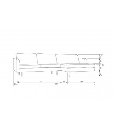 Canapé Chaise Longue Rodéo Droite Velvet MielWOOOD by De Eekhoorn