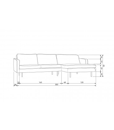 Canapé Chaise Longue Rodéo Droite Velvet Vert ChasseurWOOOD by De Eekhoorn