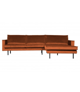 Canapé Chaise Longue Rodéo Droite Velvet Rouille