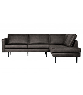 Canapé d'Angle Rodéo Droit Black Cuir Recyclé
