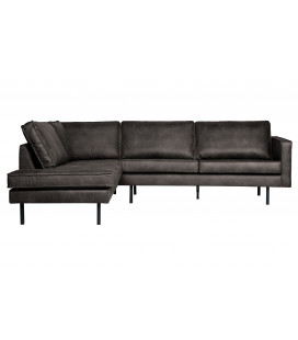 Canapé d'Angle Rodéo Gauche Black Cuir Recyclé