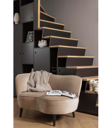 Petit Canapé Sara Lounge Gauche Velours KakiWOOOD by De Eekhoorn