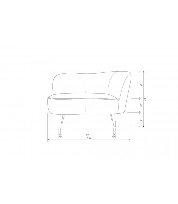 Petit Canapé Sara Lounge Droite Velours Vert chaudWOOOD by De Eekhoorn