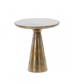 Bout de canapé Poha Doré Marbre Blanc