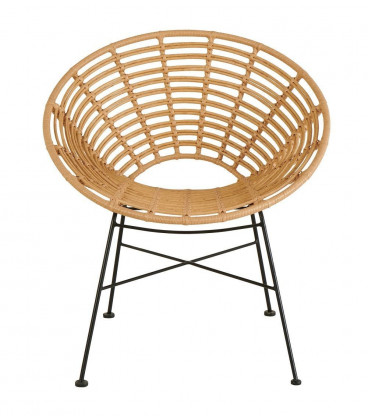 Fauteuil Bas Venda Noir/Jute