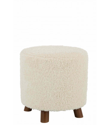 Pouf Mouton Pied Polyester Blanc