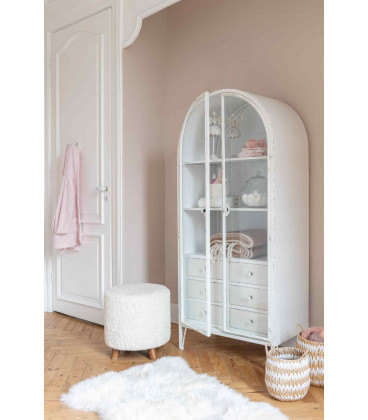 Pouf Mouton Pied Polyester Blanc