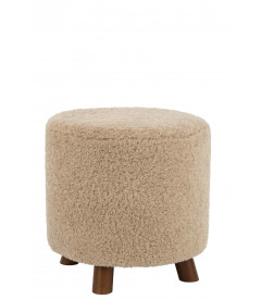 Pouf Mouton Pied Polyester Beige Pouf Mouton Pied Polyester Beige