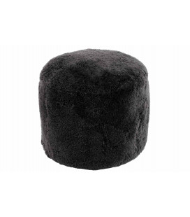 Pouf Rond Peau De Mouton Gris Fonce