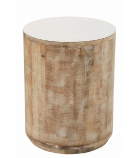 Tabouret Bois De Manguier Blanc