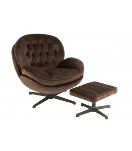Fauteuil Pivotant Relax Marron + repose pieds