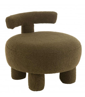 Pouf Rond Dossier Velours Doudou Vert