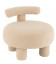 Pouf Rond Dossier Velours Doudou Beige