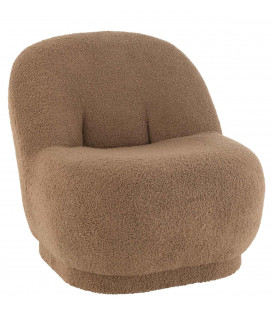 Pouf Dossier Velours Teddy Marron