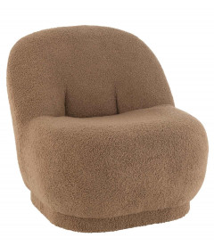 Pouf Dossier Velours Teddy Marron